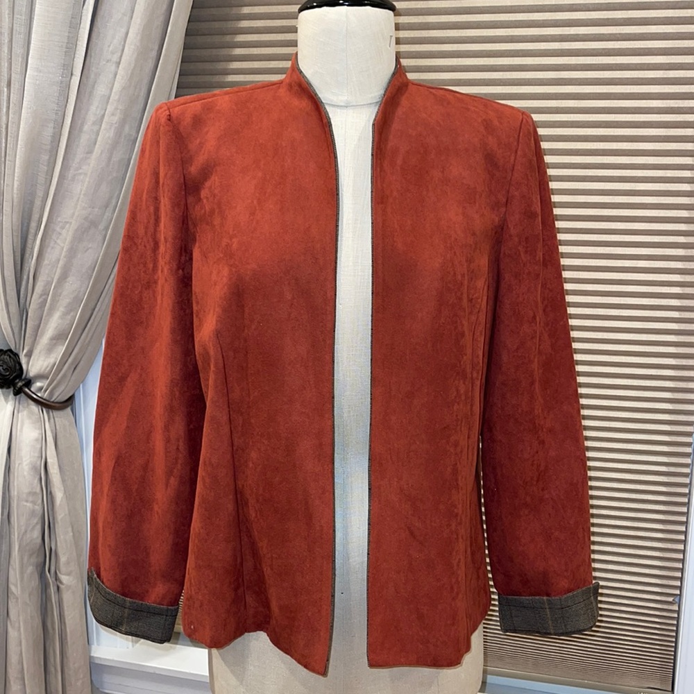 Perceptions Faux Suede Open Front Blazer